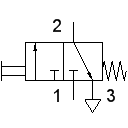 3/2-way valve with pushbutton, normally closed