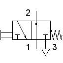 3/2-way valve with pushbutton, normally open